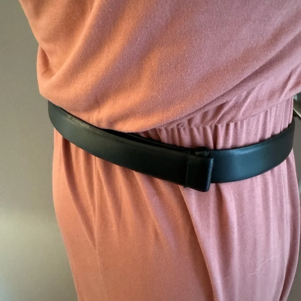 Chico's Gold & Silver Medallion Black Leather Adjustable Hook Belt Size S